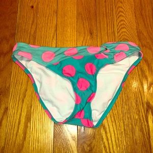 Pink and blue polka dot bikini bottoms